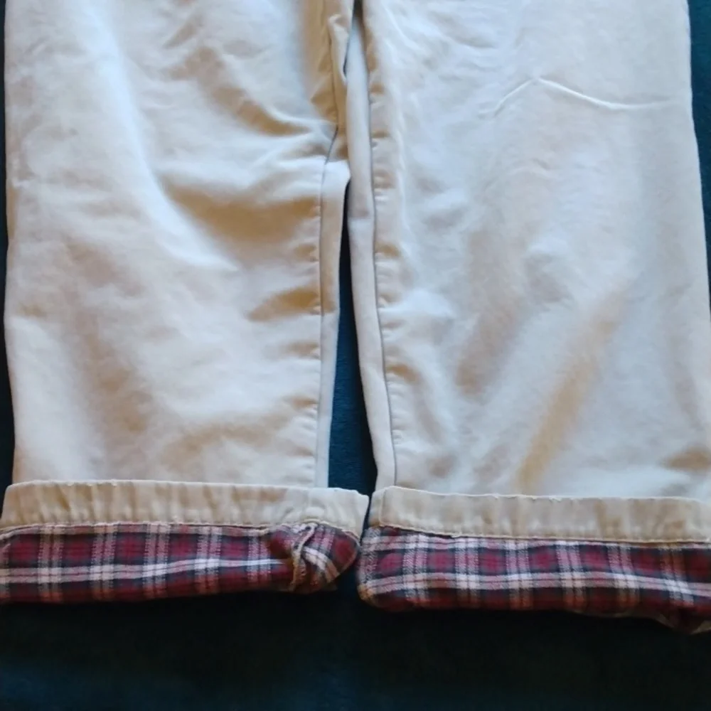 Eddie Bauer Tan/Khaki Cotton Flannel Lined Pants 34 - 30.5